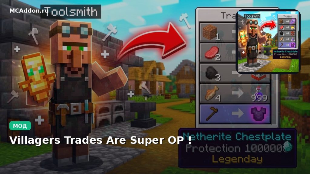 Мод Villagers Trades Are Super OP ! Minecraft BE