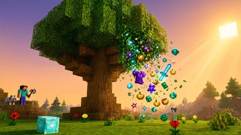 Мод Добыча с листвы Minecraft BE