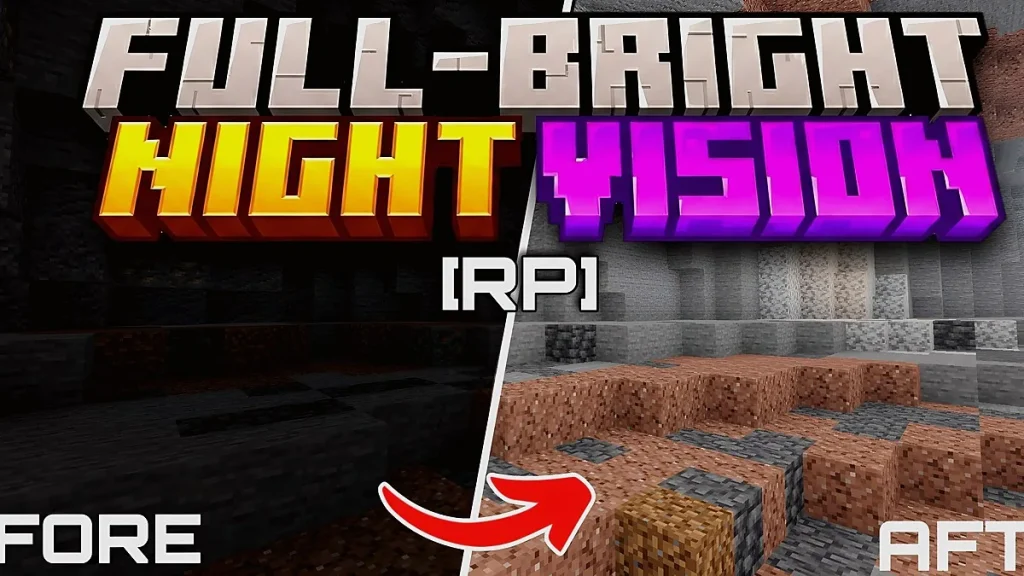 Мод Fullbright Night Vision [Resource Pack] Minecraft BE