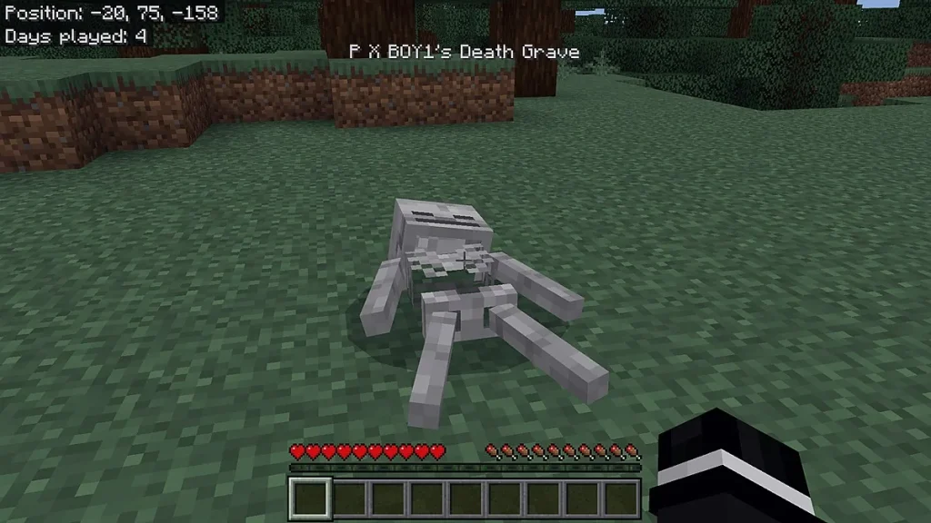 Мод Death Corpse & Coords Minecraft BE