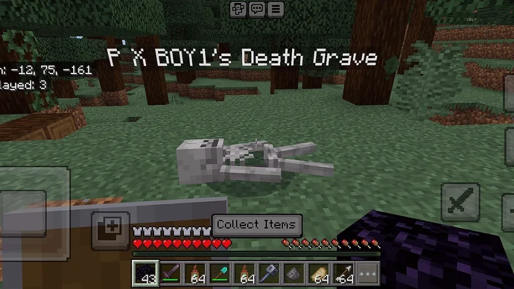 Мод Death Corpse & Coords Minecraft BE