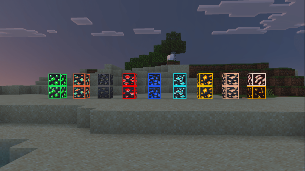 Шейдеры «Сияющие руды» Minecraft BE