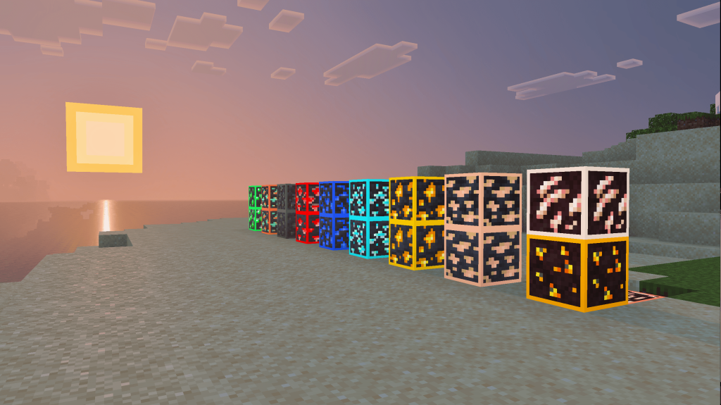 Шейдеры «Сияющие руды» Minecraft BE