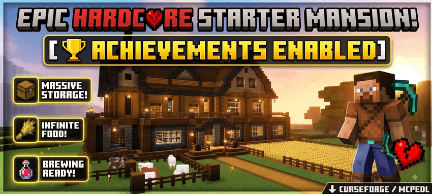 Карта Стартовый особняк жёсткого выживания Minecraft PE
